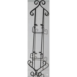 Black Steel Plate Rack Wall Mount Kitchen Vertical Holds 2 Plates 33" Tall
